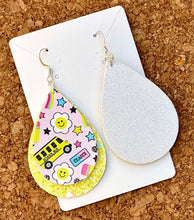 Load image into Gallery viewer, School Bus Layered Glitter Teardrop Dangle Earrings
