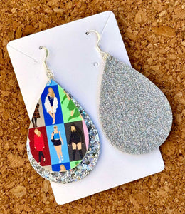 Eras Outfits Layered Glitter Teardrop Dangle Earrings