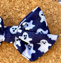 Load image into Gallery viewer, Navy Ghosts Short Tails Fabric Bow
