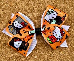 Kitty Halloween Pattern Bow