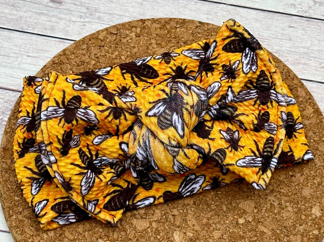 Bees Infant Knotted Bow Headwrap