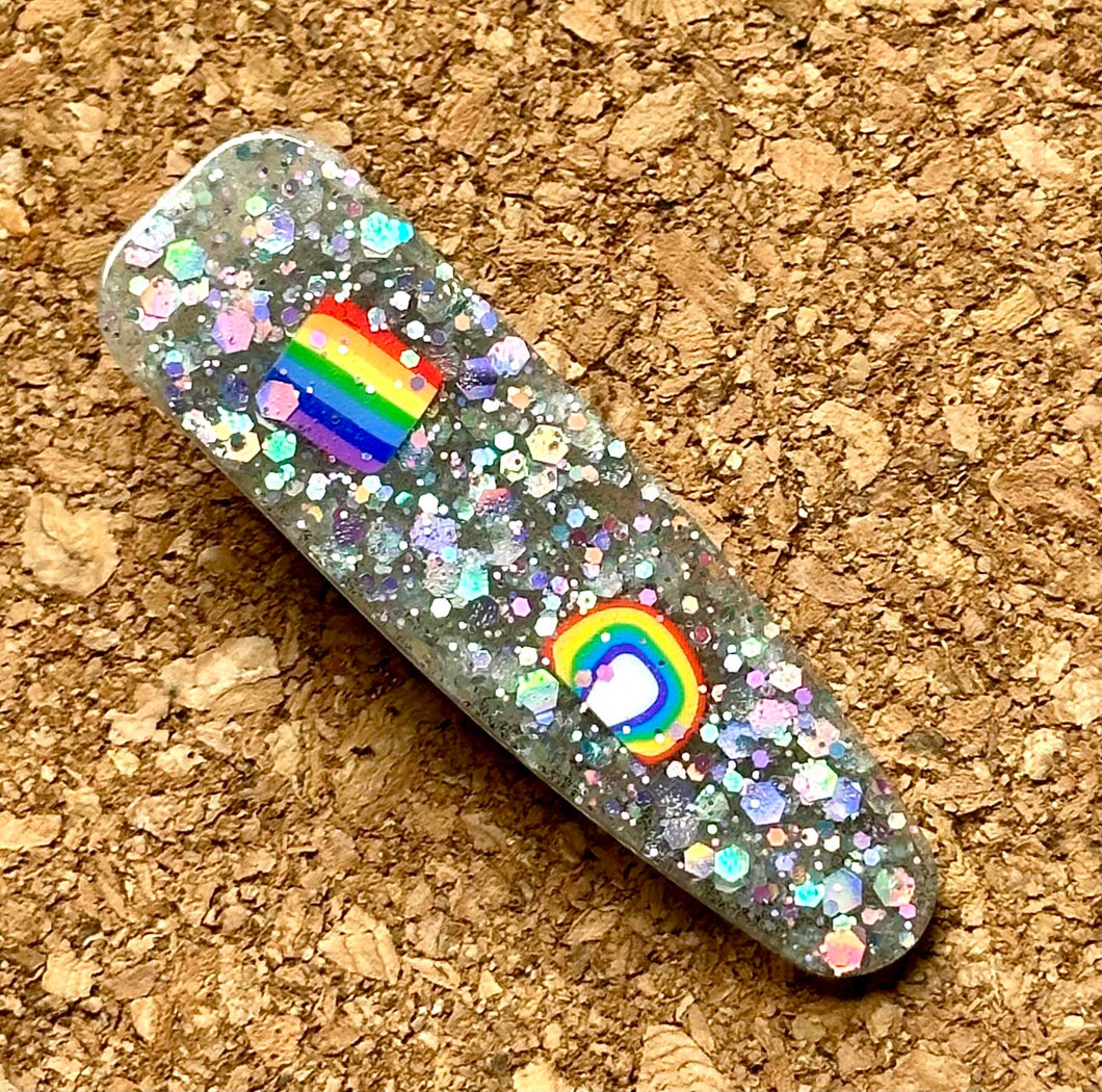 Rainbows Duckbill Glitter Resin Clip