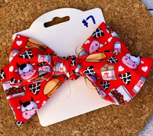 Load image into Gallery viewer, Cows and Chicken Short Tails Fabric Bow
