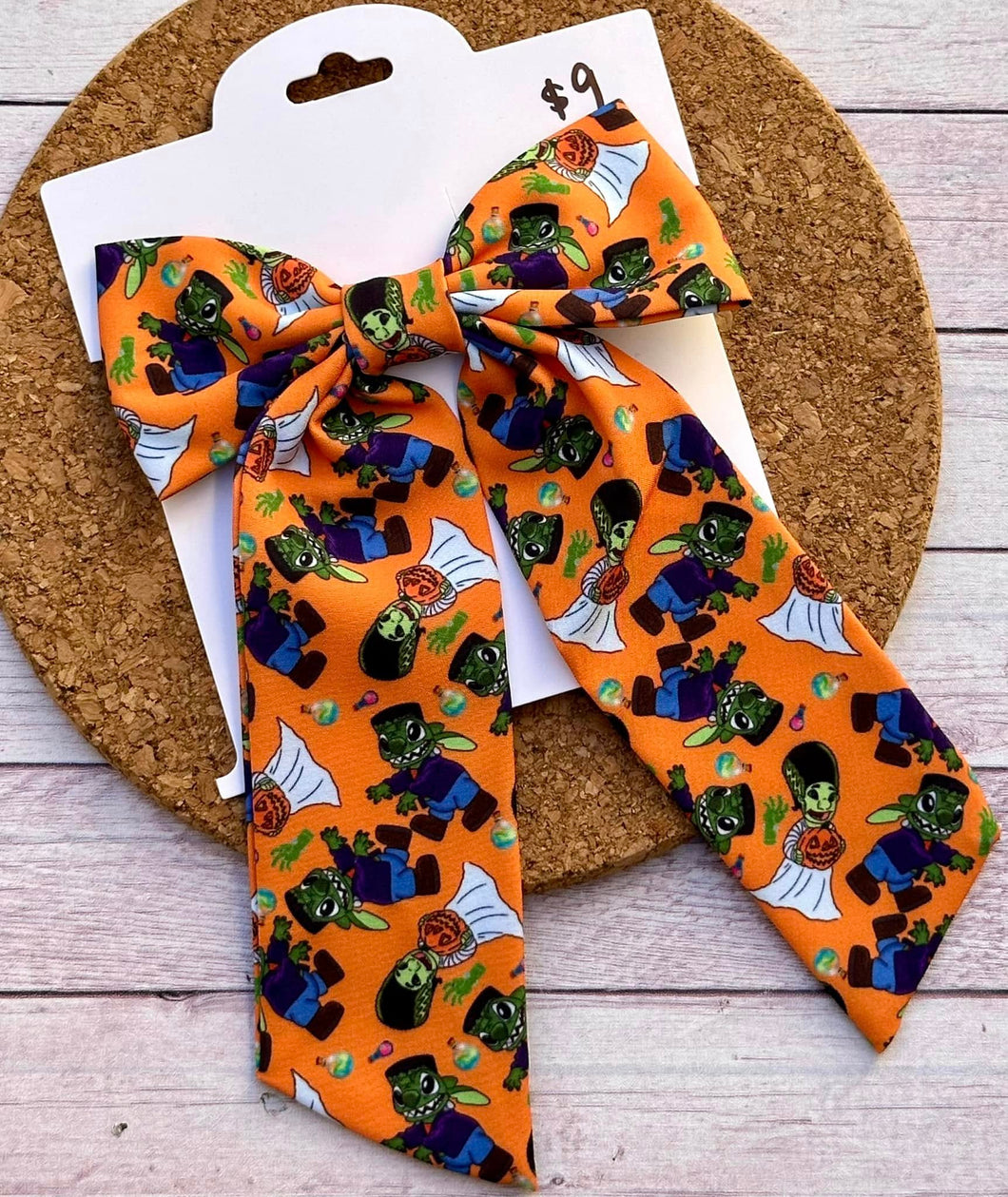 Alien Frankenstein Long Tails Fabric Bow