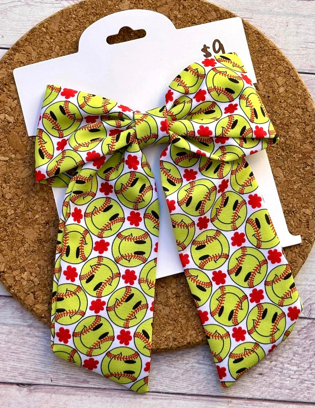 Softballs Long Tails Fabric Bow