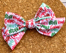 Load image into Gallery viewer, Reindeer Names Short Tails Fabric Bow
