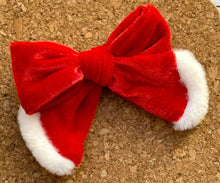 Load image into Gallery viewer, Santa Velvet Short Tails Fabric Bow
