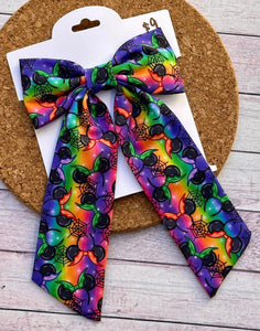 Halloween Mouse Ears Long Tails Fabric Bow