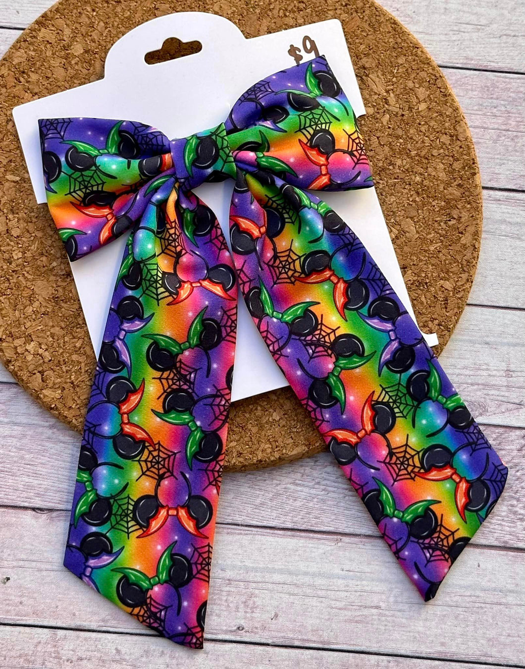 Halloween Mouse Ears Long Tails Fabric Bow