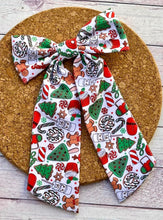 Load image into Gallery viewer, Holiday Snacks Long Tails Fabric Bow
