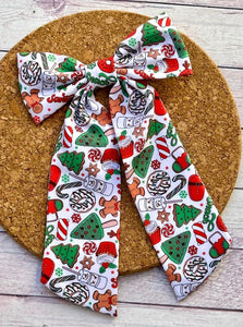 Holiday Snacks Long Tails Fabric Bow