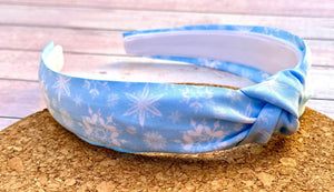 Blue Snowflakes Hard Knot Headband