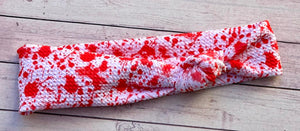 Red Splatter Mama Skinny Knot Headband