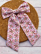 Load image into Gallery viewer, Holiday Dogs Long Tails Fabric Bow
