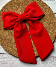 Load image into Gallery viewer, Red Swim Long Tails Fabric Bow
