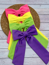 Load image into Gallery viewer, Yellow Swim Long Tails Fabric Bow

