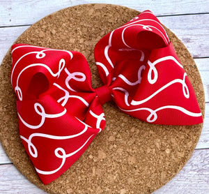 Red Glitter Doodles JUMBO bow