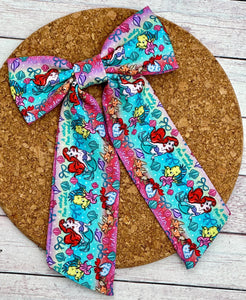 Mermaid Friends Long Tails Fabric Bow