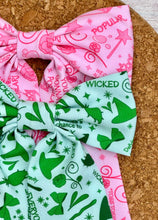 Load image into Gallery viewer, Green Wickedd Long Tails Fabric Bow

