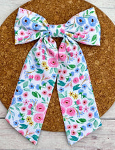 Load image into Gallery viewer, Flower Garden Long Tails Fabric Bow
