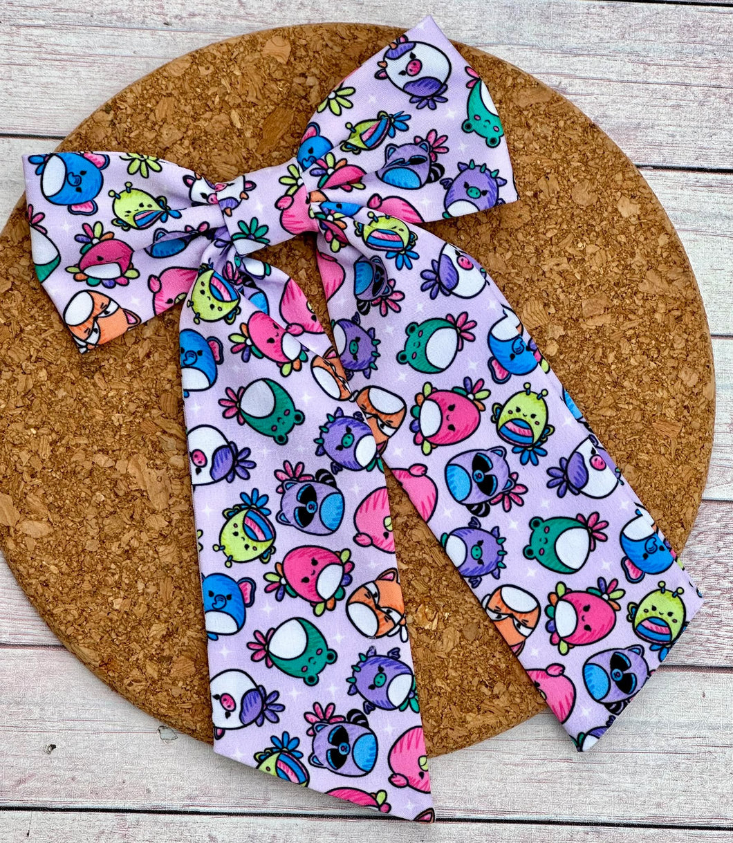 Squish Stuffies Long Tails Fabric Bow