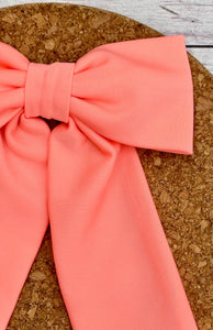 Coral Swim Long Tails Fabric Bow