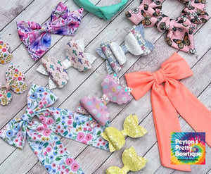 Coral Swim Long Tails Fabric Bow