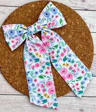 Load image into Gallery viewer, Flower Garden Long Tails Fabric Bow
