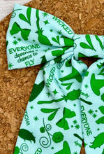 Load image into Gallery viewer, Green Wickedd Long Tails Fabric Bow
