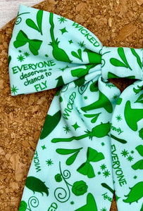Green Wickedd Long Tails Fabric Bow