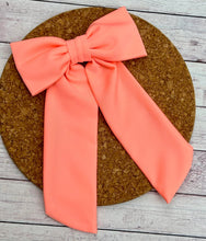 Load image into Gallery viewer, Coral Swim Long Tails Fabric Bow

