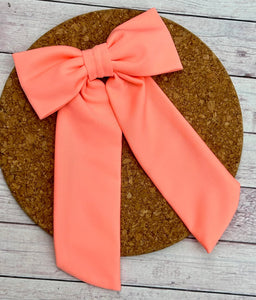 Coral Swim Long Tails Fabric Bow