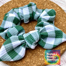 Load image into Gallery viewer, Green Plaid Bow Scrunchie
