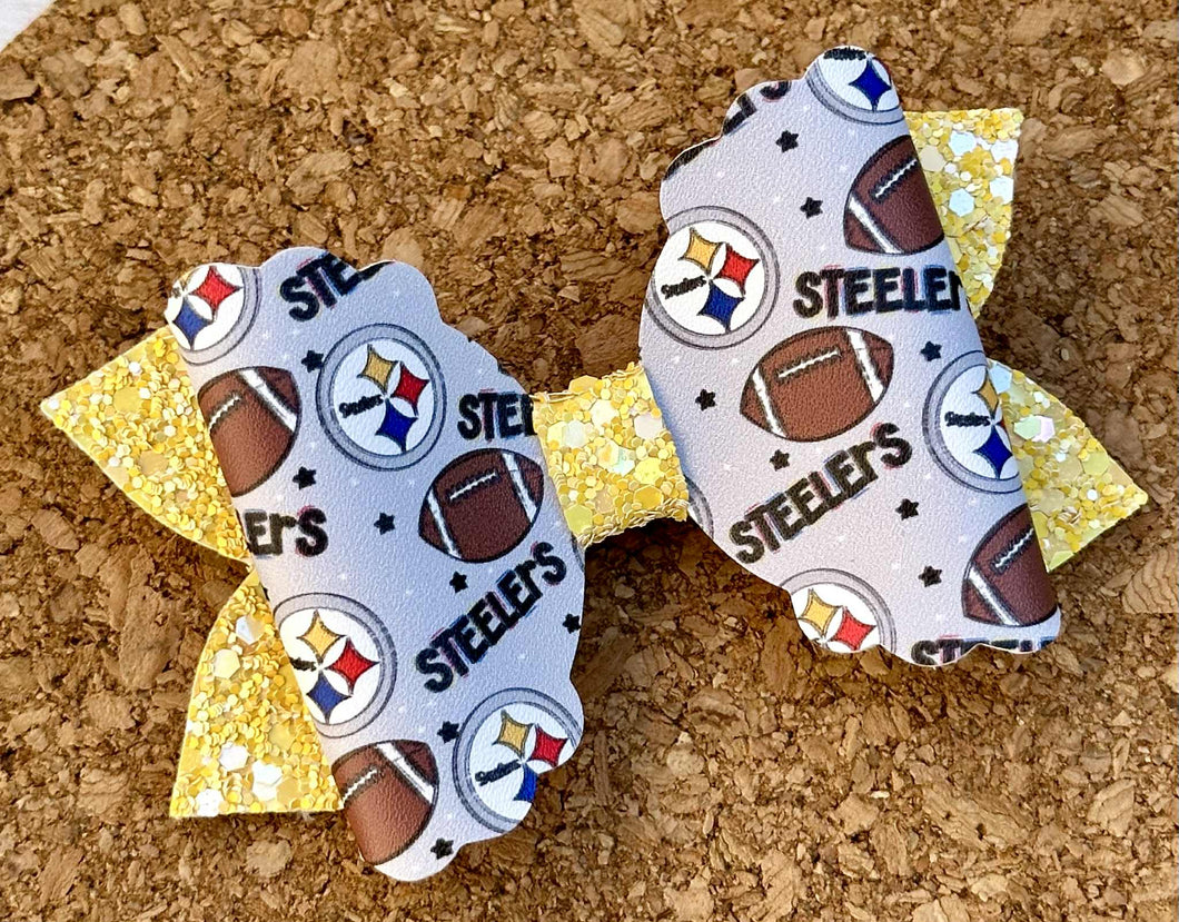 Steelers Glitter Leatherette Bow