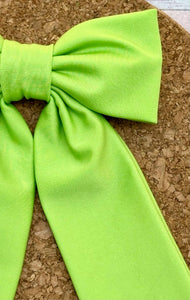 Apple Green Swim Long Tails Fabric Bow