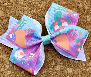 Sea Life Glitter Pattern Bow