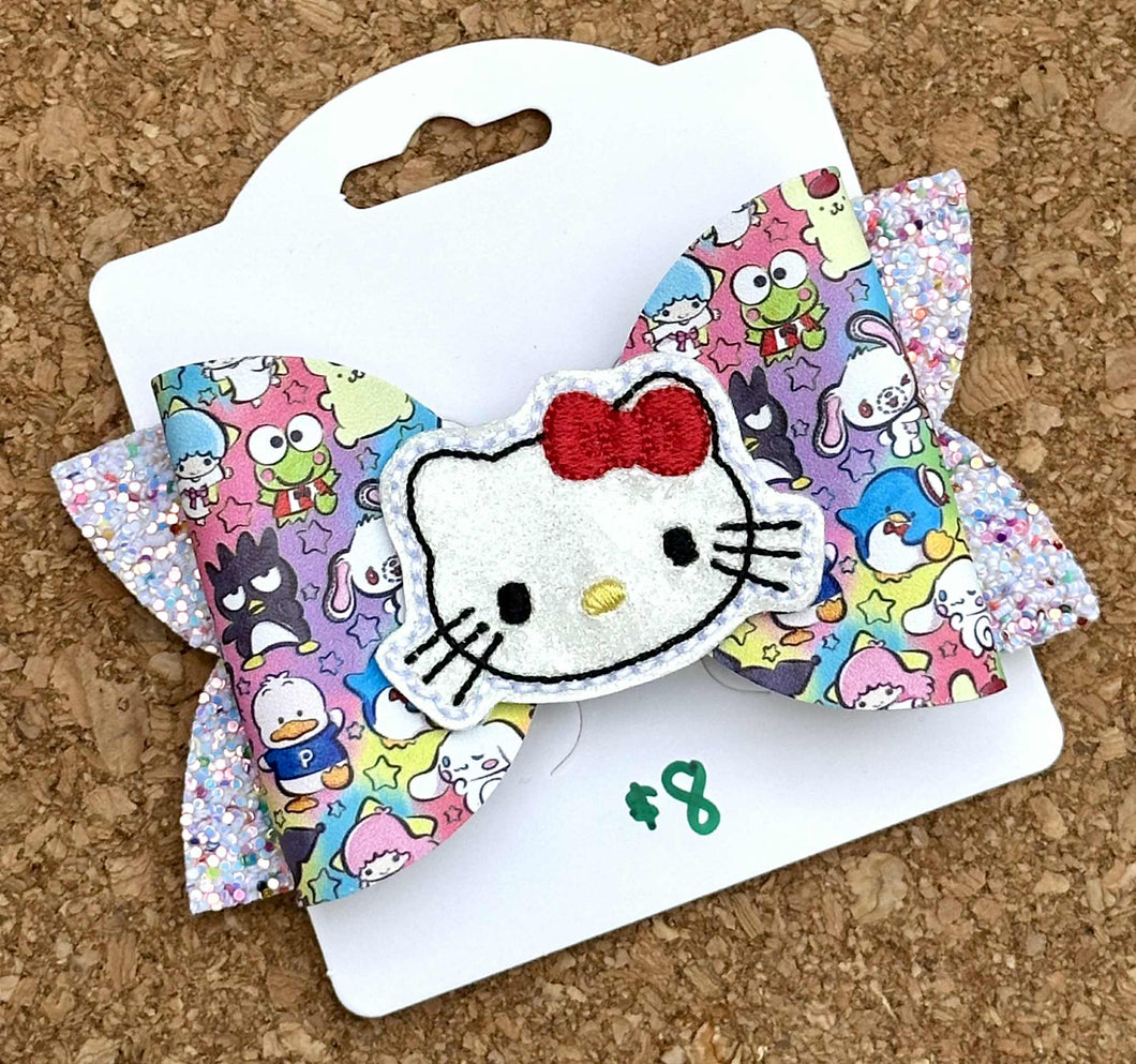 HK Feltie Glitter Layered Leatherette Bow