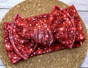 Red Faux Glitter Infant Knotted Bow Headwrap