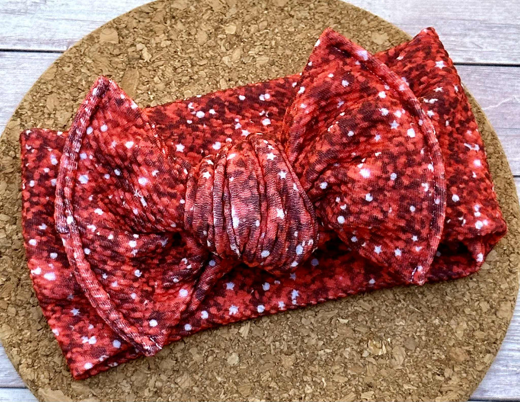Red Faux Glitter Infant Knotted Bow Headwrap