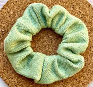 Green Checkered Sweater Knit Scrunchie