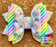 Load image into Gallery viewer, Bright Rainbows Glitter Leatherette NEW Bow Style
