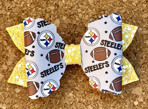 Steelers Glitter Leatherette Bow