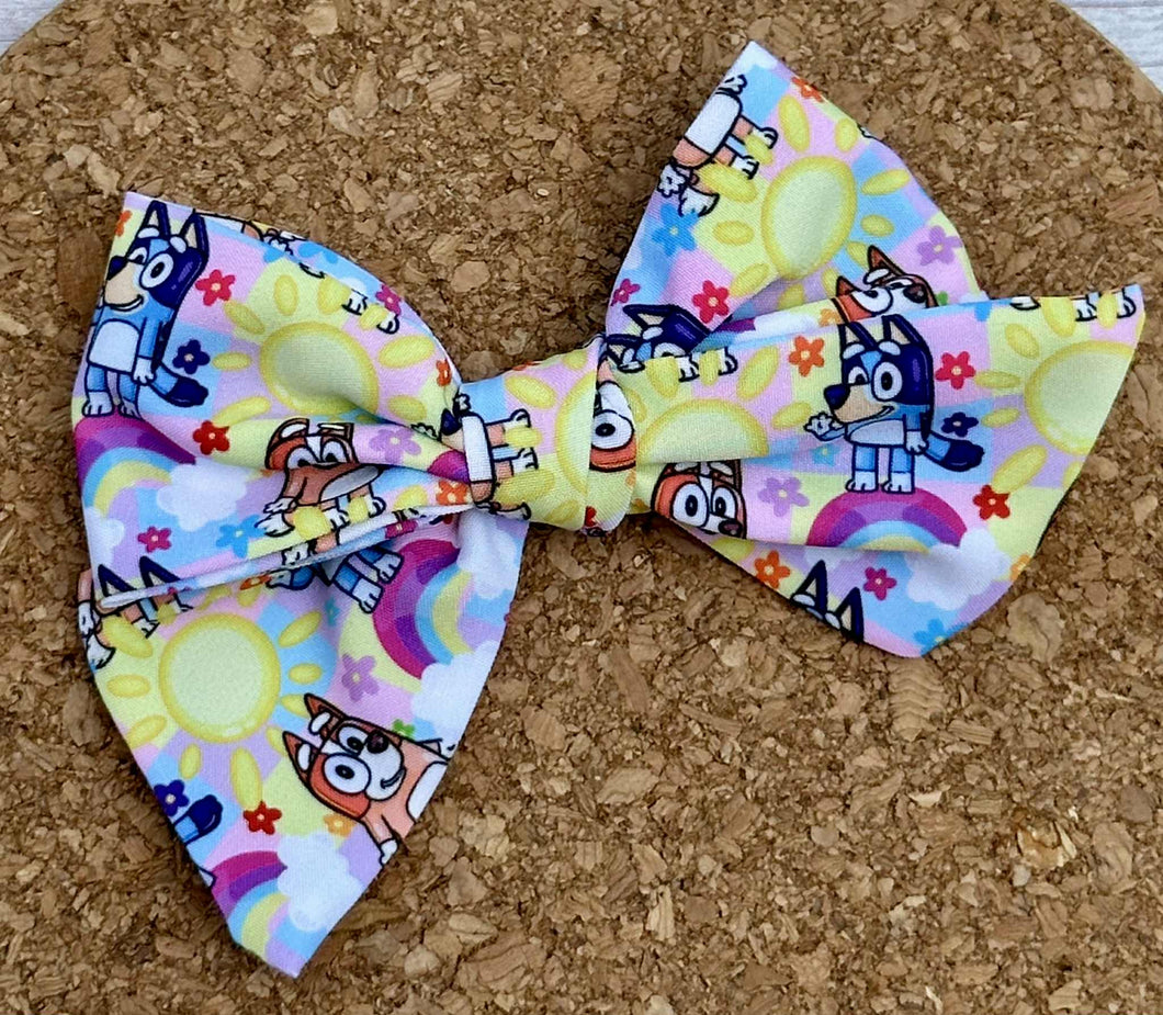 Dog Sisters Rainbow & Suns Short Tails Fabric Bow