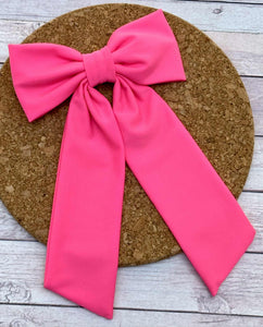 Dark Pink Swim Long Tails Fabric Bow