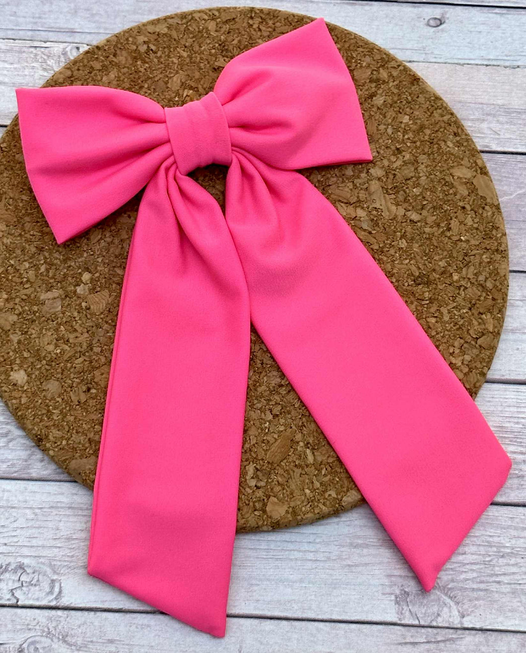 Dark Pink Swim Long Tails Fabric Bow
