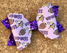 Load image into Gallery viewer, Vikings Glitter Leatherette Bow
