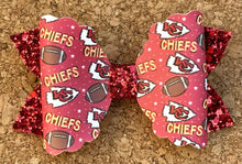 Load image into Gallery viewer, Chiefs Glitter Leatherette Bow

