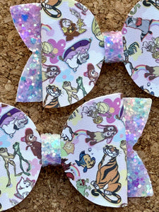 Princess Friends Glitter Layered Leatherette Piggies Bow