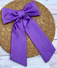 Load image into Gallery viewer, Purple Swim Long Tails Fabric Bow
