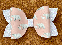 Load image into Gallery viewer, Polar Bears Glitter Leatherette Bow
